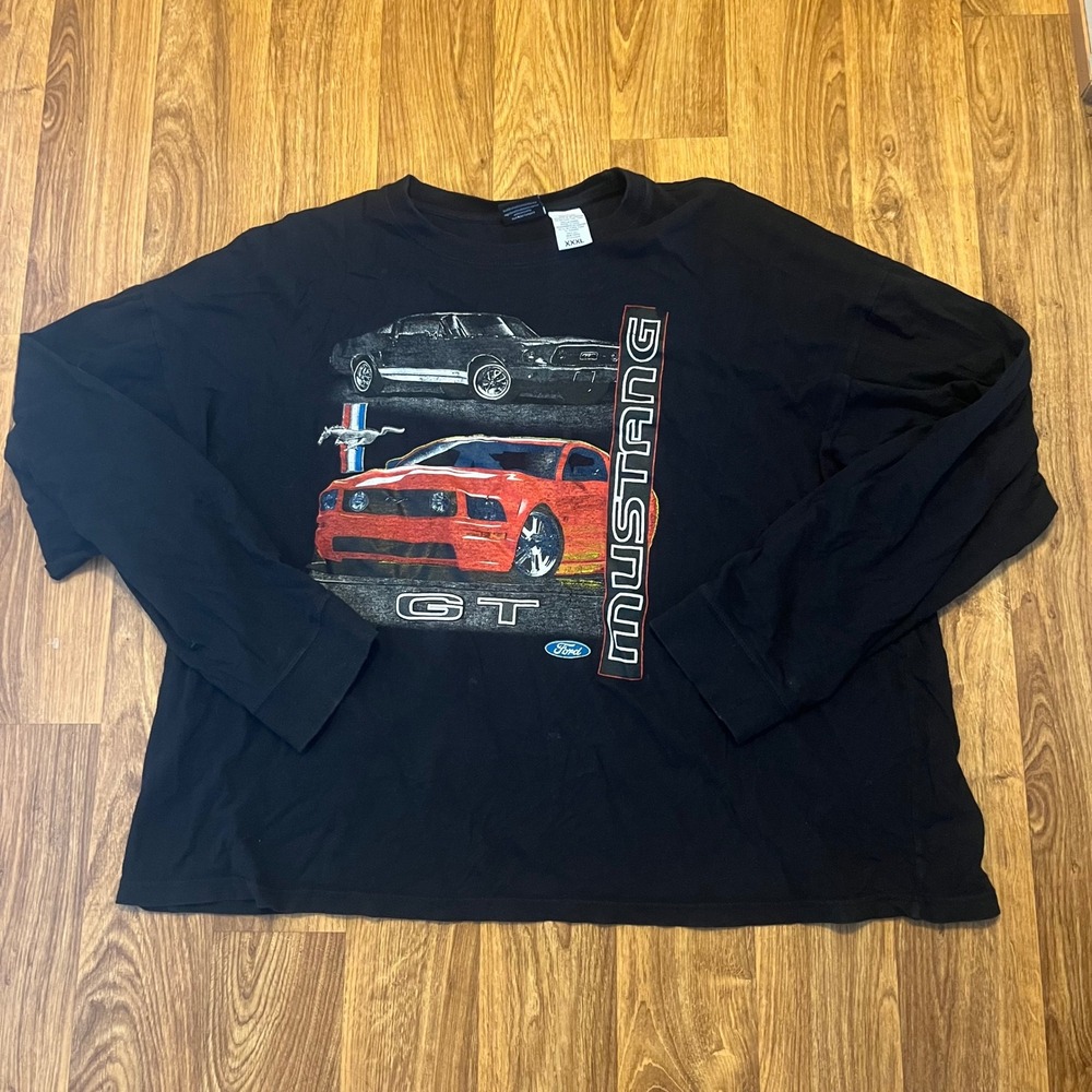 Ford Mustang GT Shirt Men 3XL Long Sleeve Graphic Car Enthusiast Black‎